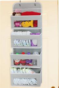 img 2 attached to 📦 Space-saving Gray Over Door/Wall Mount 4 Clear Window Pocket Organizer by Simplehouseware