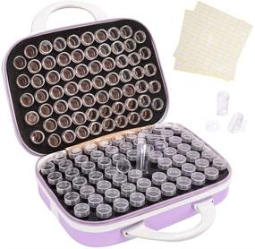 img 4 attached to 💜 HOHOTIME 132 Slots Diamond Painting Storage Containers Jar: Portable Storage for Diamond Art Tools, Nail Art, Beads - Purple