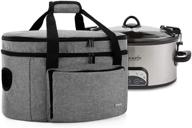 🔥 luxja double layered insulated slow cooker bag (with bottom pad and lid fasten straps) - fits most 6-8 quart oval slow cookers, gray (bag only) логотип