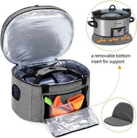 img 2 attached to 🔥 Luxja Double Layered Insulated Slow Cooker Bag (with Bottom Pad and Lid Fasten Straps) - Fits Most 6-8 Quart Oval Slow Cookers, Gray (Bag Only)