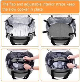 img 1 attached to 🔥 Luxja Double Layered Insulated Slow Cooker Bag (with Bottom Pad and Lid Fasten Straps) - Fits Most 6-8 Quart Oval Slow Cookers, Gray (Bag Only)