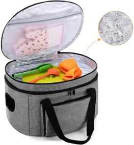 img 3 attached to 🔥 Luxja Double Layered Insulated Slow Cooker Bag (with Bottom Pad and Lid Fasten Straps) - Fits Most 6-8 Quart Oval Slow Cookers, Gray (Bag Only)