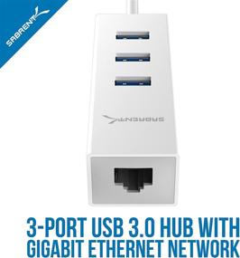img 3 attached to 💻 Sabrent 3-Port USB 3.0 with Gigabit Ethernet Port - High-Speed Connectivity and Built-in Cable (HB-NTUW)