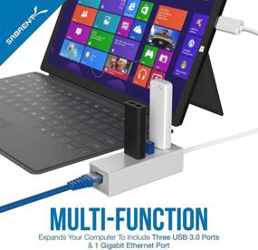 img 2 attached to 💻 Sabrent 3-Port USB 3.0 with Gigabit Ethernet Port - High-Speed Connectivity and Built-in Cable (HB-NTUW)