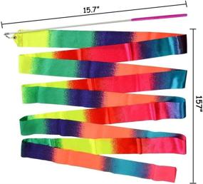 img 1 attached to 🎨 Colorful HOONAO 2 Pack 4 Meter Gym Dance Ribbon: Perfect for Artistic Dancing and Rhythmic Gymnastics