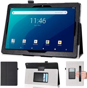 img 4 attached to 📱 DMLuna Case for Onn 10.1 Tablet Pro (Model:100003562) - Premium Folio Leather Stand Case with Hand Strap/Card Holder - Black"