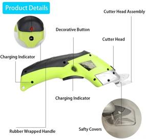 img 3 attached to 🔋 ACETOP Electric Fabric Scissors, Cordless Power Crafts Shears, Rechargeable Sewing Cutting Tool Box Cutter with 2 Blades for Leather, Carpet, Scrapbooking, and Cardboard - Green