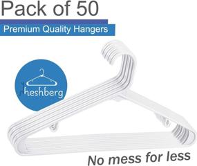 img 3 attached to Heshberg Plastic Hangers with Hooks for Hanging Clothes Shirts – Closet 👕 Storage Standard Size (White, 50 Pack): Organize Your Wardrobe with Premium Quality Hangers!