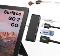 🔌 enhance your microsoft surface go 2 experience with the 4-in-2 usb c hub and docking station: 4k30hz hdmi, usb 3.0 & usb 2.0, 3.5mm earphone jack - a must-have accessory! logo