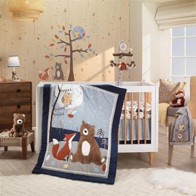 img 4 attached to Набор постельного белья для детской комнаты "Sierra Sky Blue/Gray Woodland Nursery" из 3 предметов от Lambs & Ivy.