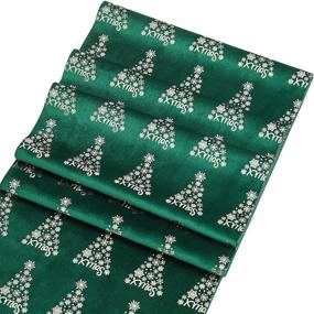 img 3 attached to YOYOSO Christmas Table Runner - Velvet Bronzing with Letter Xmas and 🎄 Snow Design - 11inchX98.5inch - Ideal for Christmas Decorations and Festive Table Decor