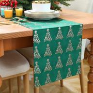 yoyoso christmas table runner - velvet bronzing with letter xmas and 🎄 snow design - 11inchx98.5inch - ideal for christmas decorations and festive table decor logo