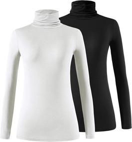 img 4 attached to 👚 [Product Title] "Xelky Womens Long Sleeve Turtleneck Shirt 2 Pack: Lightweight Slim Turtle Neck Active Tops for Effortless Style and Comfort