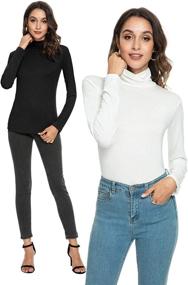 img 1 attached to 👚 [Product Title] "Xelky Womens Long Sleeve Turtleneck Shirt 2 Pack: Lightweight Slim Turtle Neck Active Tops for Effortless Style and Comfort