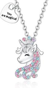 img 4 attached to 🦄 Personalized Unicorn Initial Crystal Necklace - Ideal Birthday Gifts for Girls, Daughters, Granddaughters, and Nieces