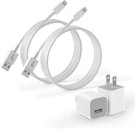 📱 apple mfi certified iphone charger set - long 2-pack [6.6ft/2m] usb wall charger plug with lightning cable - совместим с iphone xr/x/xs/xs max/8/7/6/6s plus/se/5s/5c и другими - быстрая зарядка куба charger block логотип