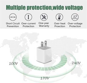 img 3 attached to 📱 Apple MFi Certified iPhone Charger Set - Long 2-Pack [6.6FT/2m] USB Wall Charger Plug with Lightning Cable - Совместим с iPhone Xr/X/Xs/Xs Max/8/7/6/6s Plus/SE/5s/5c и другими - Быстрая зарядка куба Charger Block