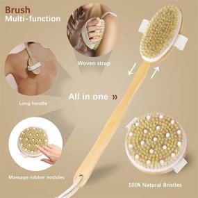 img 2 attached to 🧼 Set of 2 Dry Brushing Body Brushes: Natural Bristle Exfoliating Brush for Dry Skin, Shower Back Scrubber with Long Handle for Cellulite Massage and Lymphatic Drainage, Enhances Blood Circulation