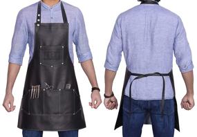 img 2 attached to 🎩 Facón Professional Leather Barber Apron Cape: Multi-use, Adjustable with 6 Pockets - Heavy Duty Premium Quality - Limited Edition - 28" x 24" (Black)