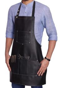 img 3 attached to 🎩 Facón Professional Leather Barber Apron Cape: Multi-use, Adjustable with 6 Pockets - Heavy Duty Premium Quality - Limited Edition - 28" x 24" (Black)