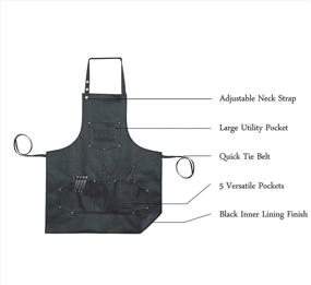 img 1 attached to 🎩 Facón Professional Leather Barber Apron Cape: Multi-use, Adjustable with 6 Pockets - Heavy Duty Premium Quality - Limited Edition - 28" x 24" (Black)