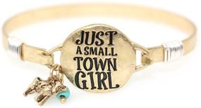 img 3 attached to 🐄 Wonderent Small Town Girl Bangle: Wire Design with Cute Cow Charm & Blue Bead for a Beautiful Look