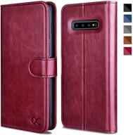 ocase samsung galaxy s10 case [ card slot ] [ kickstand ] [tpu shockproof interior ] leather flip wallet case for samsung galaxy s10 devices (burgundy) logo