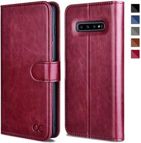 img 4 attached to OCASE Samsung Galaxy S10 Case [ Card Slot ] [ Kickstand ] [TPU Shockproof Interior ] Leather Flip Wallet Case For Samsung Galaxy S10 Devices (Burgundy)