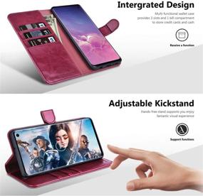 img 1 attached to OCASE Samsung Galaxy S10 Case [ Card Slot ] [ Kickstand ] [TPU Shockproof Interior ] Leather Flip Wallet Case For Samsung Galaxy S10 Devices (Burgundy)