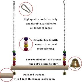 img 3 attached to 🐔 Enhance Your Flock's Fun and Training with the Lanermoon Chicken Swing - Natural Wooden Toy with Colorful Hanging Bells for Hens, Birds, and Parrots