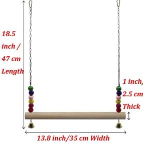img 2 attached to 🐔 Enhance Your Flock's Fun and Training with the Lanermoon Chicken Swing - Natural Wooden Toy with Colorful Hanging Bells for Hens, Birds, and Parrots