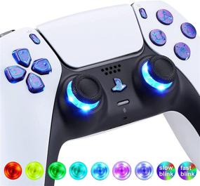 img 1 attached to eXtremeRate Multi-Colored Luminated Dpad Thumbstick Share Home Face Buttons for PS5 Controller, Chameleon Purple Blue Classical Symbols Buttons DTF LED Kit - PS5 Controller NOT Included