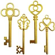 🔑 mmei 40 pcs large antique gold steampunk vintage skeleton keys for diy wedding party gifts jewelry necklace pendants decoration - 4 styles, 10 of each logo