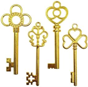 img 4 attached to 🔑 Mmei 40 шт. Большие старинные золотые стимпанк винтажные скелетные ключи для изготовления подарков на свадьбу, ювелирных изделий, ожерелий - 4 стиля, по 10 каждый