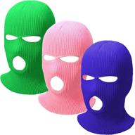 🧣 stay warm and stylish with 3-hole knitted full face cover adult balaclava - perfect thermal knitted head wrap for men and women logo