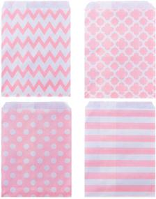 img 2 attached to 🎉 100 Count Biodegradable Paper Candy Cookie Bags - NUIBY Food Safe Favor Bags, Assorted 4 Designs (Pink) for All Party Loot Bags and Buffet Treats