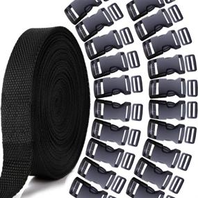 img 4 attached to 🔗 10 Yard Nylon Webbing Strap, YGDZ 1 Inch with 20 Set of Side Release Plastic Buckles for Luggage Strap and Backpack Repair, Black