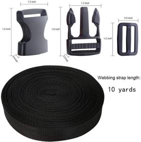 img 3 attached to 🔗 10 Yard Nylon Webbing Strap, YGDZ 1 Inch with 20 Set of Side Release Plastic Buckles for Luggage Strap and Backpack Repair, Black