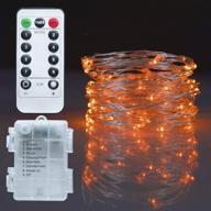 🌟 sparkle your space: twinkle star fairy lights, 33ft 100 led battery operated waterproof string lights with remote, timer & 8 lighting modes - perfect for indoor/outdoor wedding party decorations, orange (1 pack) логотип