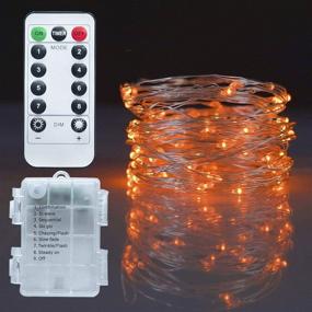 img 4 attached to 🌟 Sparkle Your Space: Twinkle Star Fairy Lights, 33ft 100 LED Battery Operated Waterproof String Lights with Remote, Timer & 8 Lighting Modes - Perfect for Indoor/Outdoor Wedding Party Decorations, Orange (1 Pack)