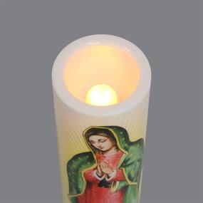 img 3 attached to 🕯️ Cross Fleur-de-lis Wall Sconce Candle Set: Virgin of Guadalupe LED Candle, 6 Hour Timer, Safety Guard Ring, Ideal for 8.1875"x2.375