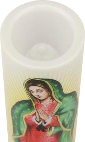 img 2 attached to 🕯️ Cross Fleur-de-lis Wall Sconce Candle Set: Virgin of Guadalupe LED Candle, 6 Hour Timer, Safety Guard Ring, Ideal for 8.1875"x2.375