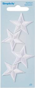 img 1 attached to 🌟 Simplicity White Silver Star Applique Clothing Iron On Patch - Pack of 4, 1.25" x 1.25" - Shop Now!