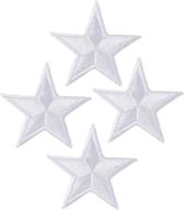 🌟 simplicity white silver star applique clothing iron on patch - pack of 4, 1.25" x 1.25" - shop now! logo