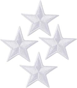 img 2 attached to 🌟 Simplicity White Silver Star Applique Clothing Iron On Patch - Pack of 4, 1.25" x 1.25" - Shop Now!