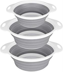 img 4 attached to 🍝 QiMH Collapsible Colander and Strainer Set of 3 - BPA Free & Dishwasher-safe Silicone Kitchen Foldable Strainer for Pasta and Veggies - Includes 2 PC 4 Quart and 1 PC 2 Quart Options