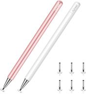 digiroot stylus for ipad - universal magnetism cap touch screen pen with 3 replacement tips - rose gold/white (2 pcs) logo