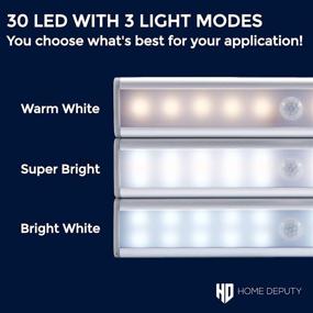 img 3 attached to 🔦 Motion-Sensor Closet Lights - Wireless LED Cabinet Lights - Cordless Lights for Closets - 30 LED, 3 Brightness Levels, Rechargeable Battery, Triple Charging Cable, Motion Detection - 3 Pack