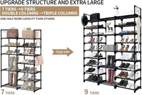 img 3 attached to 👠 WOWLIVE 9 Tier Shoe Rack: Stackable Shoe Storage Tower for 50-55 Pairs - Durable Metal Pipes & Plastic Connectors - Stylish and Space-saving Shoe Organizer Cabinet (Black)