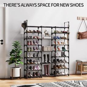 img 2 attached to 👠 WOWLIVE 9 Tier Shoe Rack: Stackable Shoe Storage Tower for 50-55 Pairs - Durable Metal Pipes & Plastic Connectors - Stylish and Space-saving Shoe Organizer Cabinet (Black)